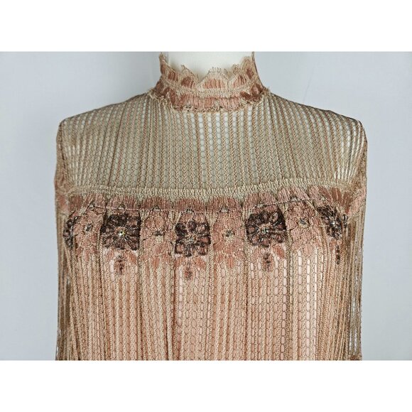 Rina Di Montella Vintage Designer Silk Evening Dress Lace & Beaded Detail Size 8 - Picture 3 of 12